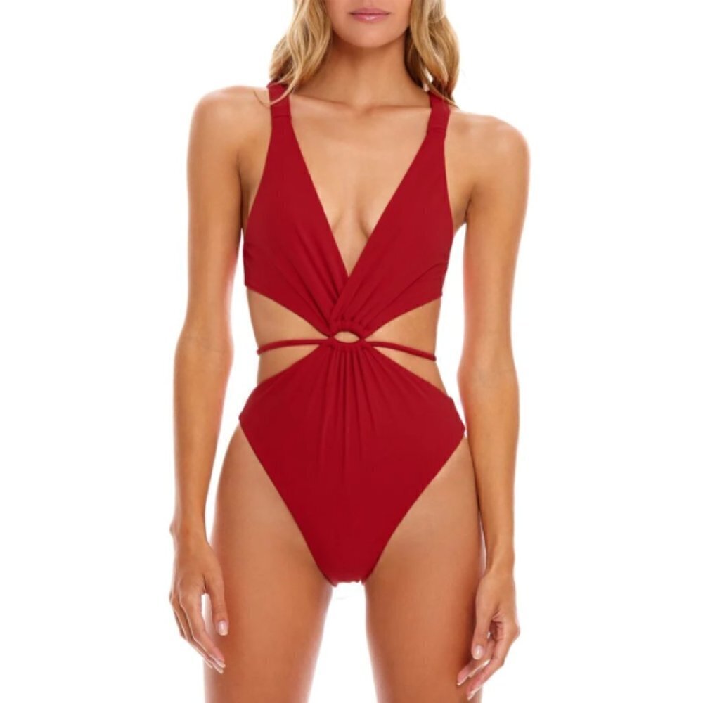 AGUA BENDITA 'Danielle' Cut-Out One-Piece Swimsuit, Red